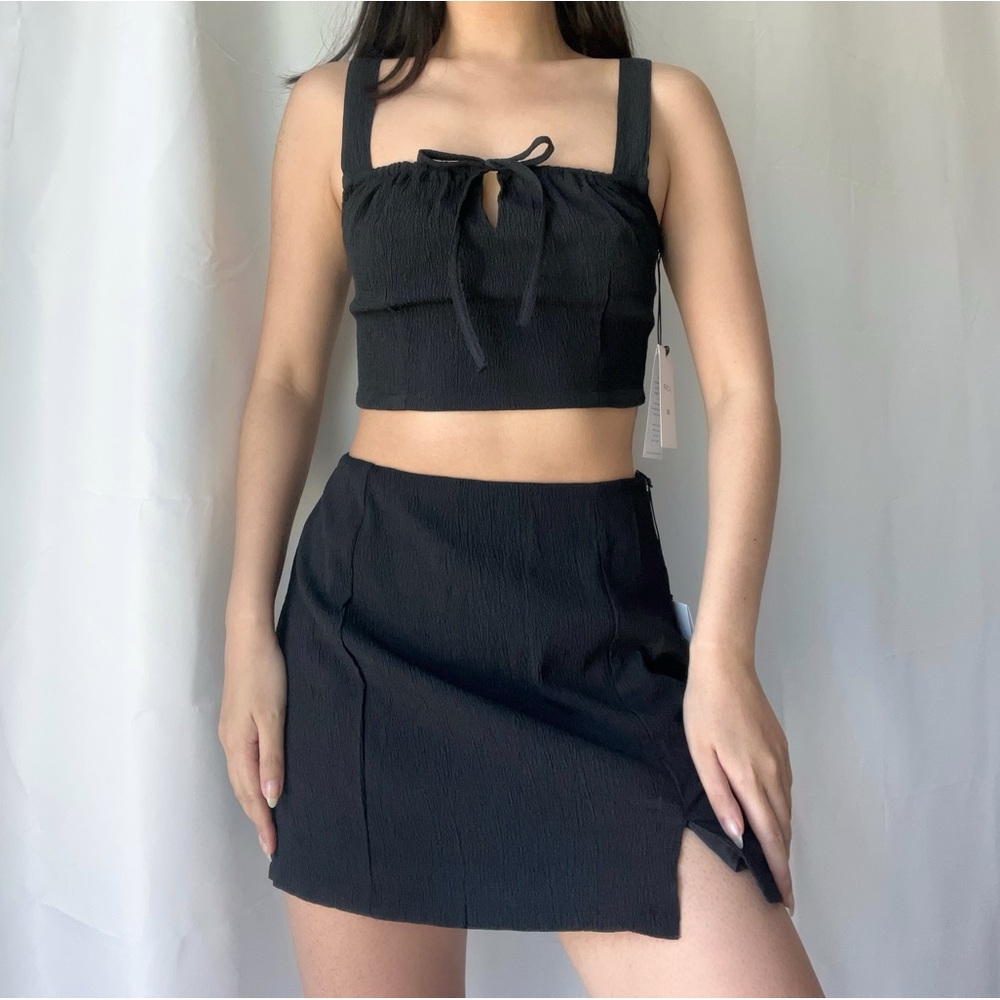 RVCA Smocked Black Skirt Set